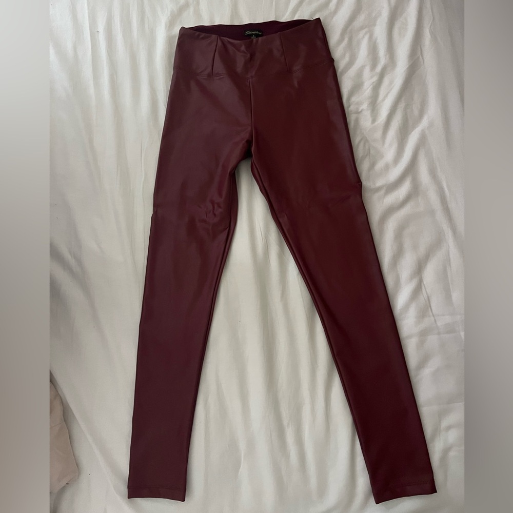 Small Faux Leather Pants Red
